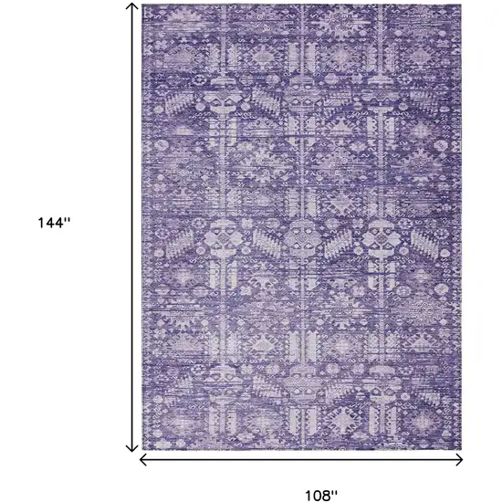 Purple And Ivory Tribal Washable Indoor Outdoor Area Rug Photo 9