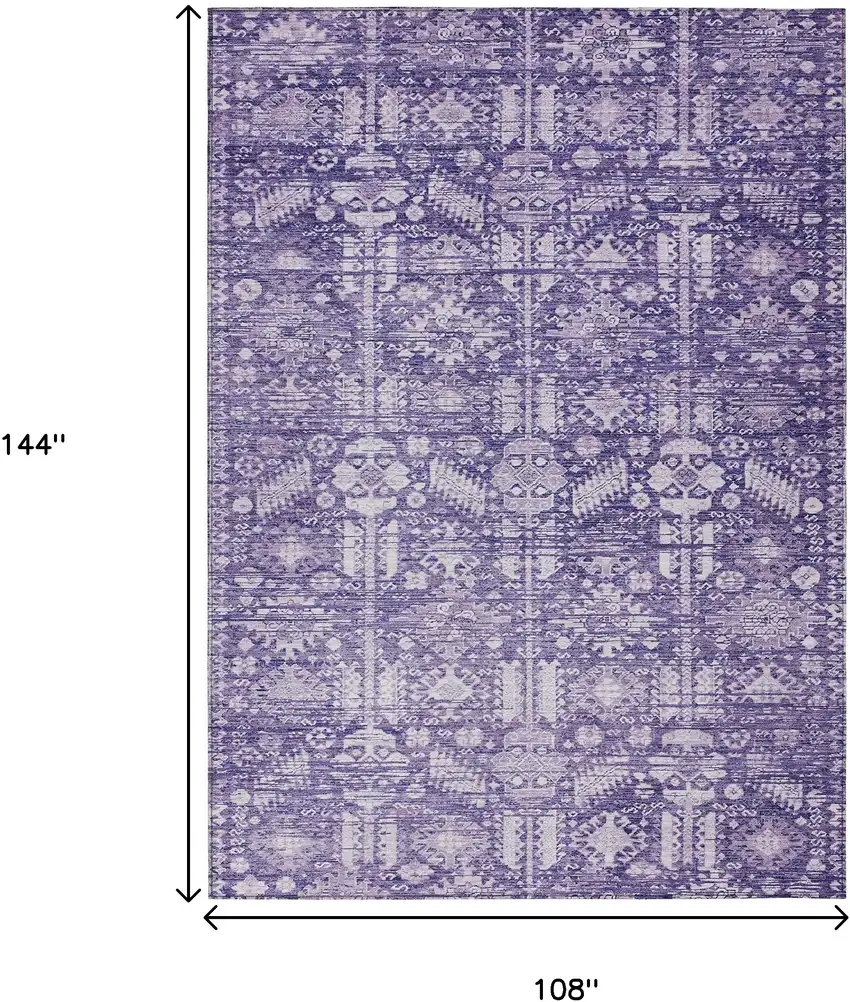 Purple And Ivory Tribal Washable Indoor Outdoor Area Rug Photo 9