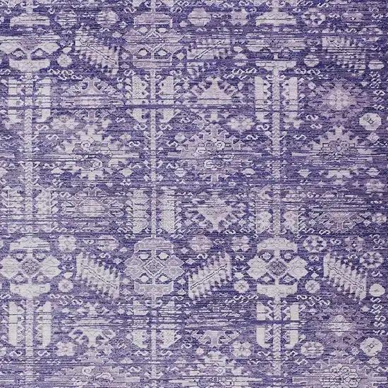 Purple And Ivory Tribal Washable Indoor Outdoor Area Rug Photo 4