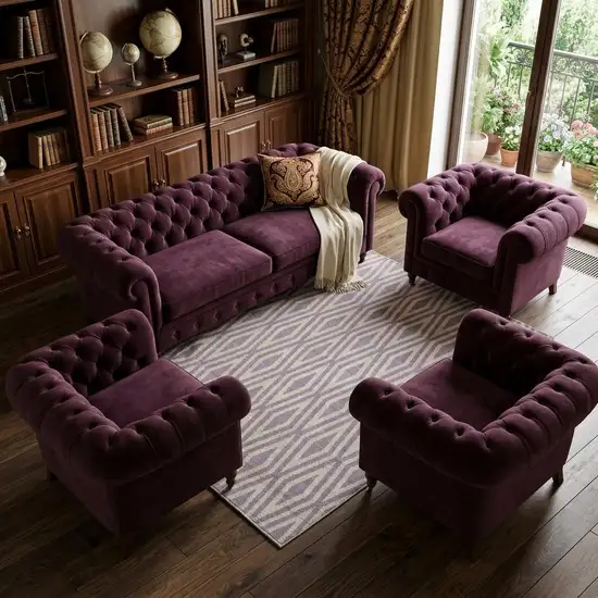 Purple And Ivory Wool Geometric Hand Loomed Area Rug Photo 1