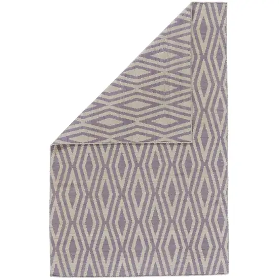 Purple And Ivory Wool Geometric Hand Loomed Area Rug Photo 2