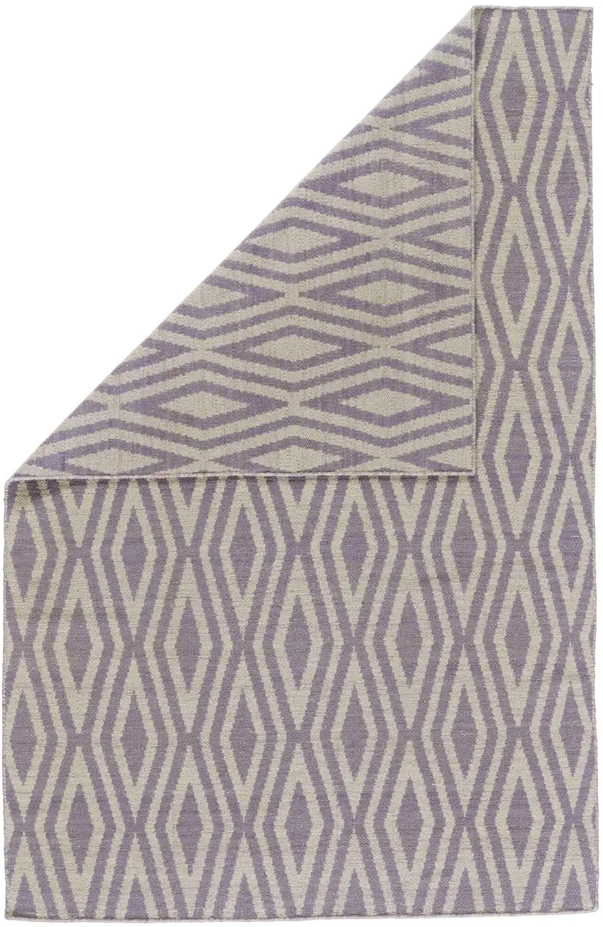 Purple And Ivory Wool Geometric Hand Loomed Area Rug Photo 2
