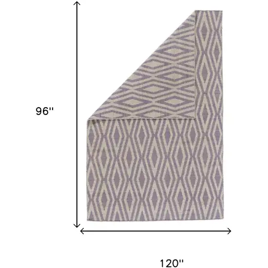 Purple And Ivory Wool Geometric Hand Loomed Area Rug Photo 5