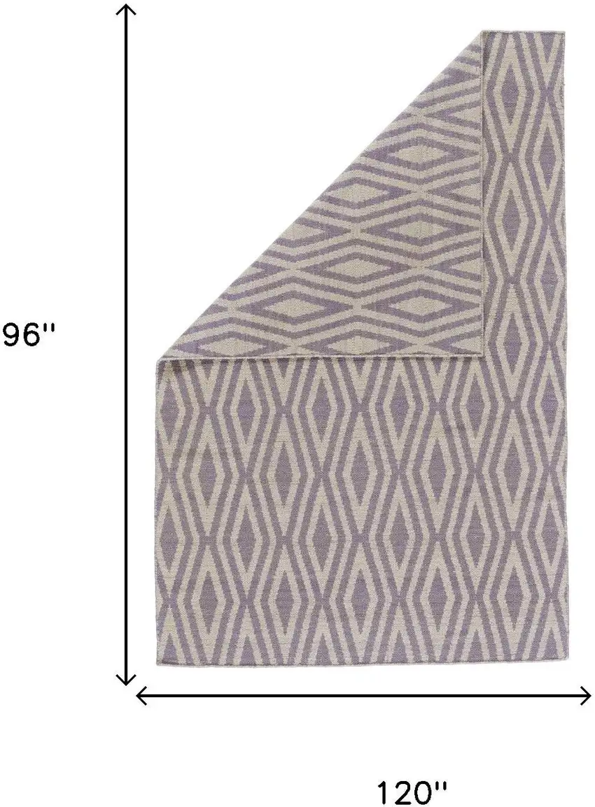 Purple And Ivory Wool Geometric Hand Loomed Area Rug Photo 5