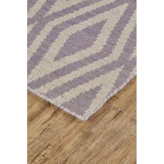 Purple And Ivory Wool Geometric Hand Loomed Area Rug Photo 3
