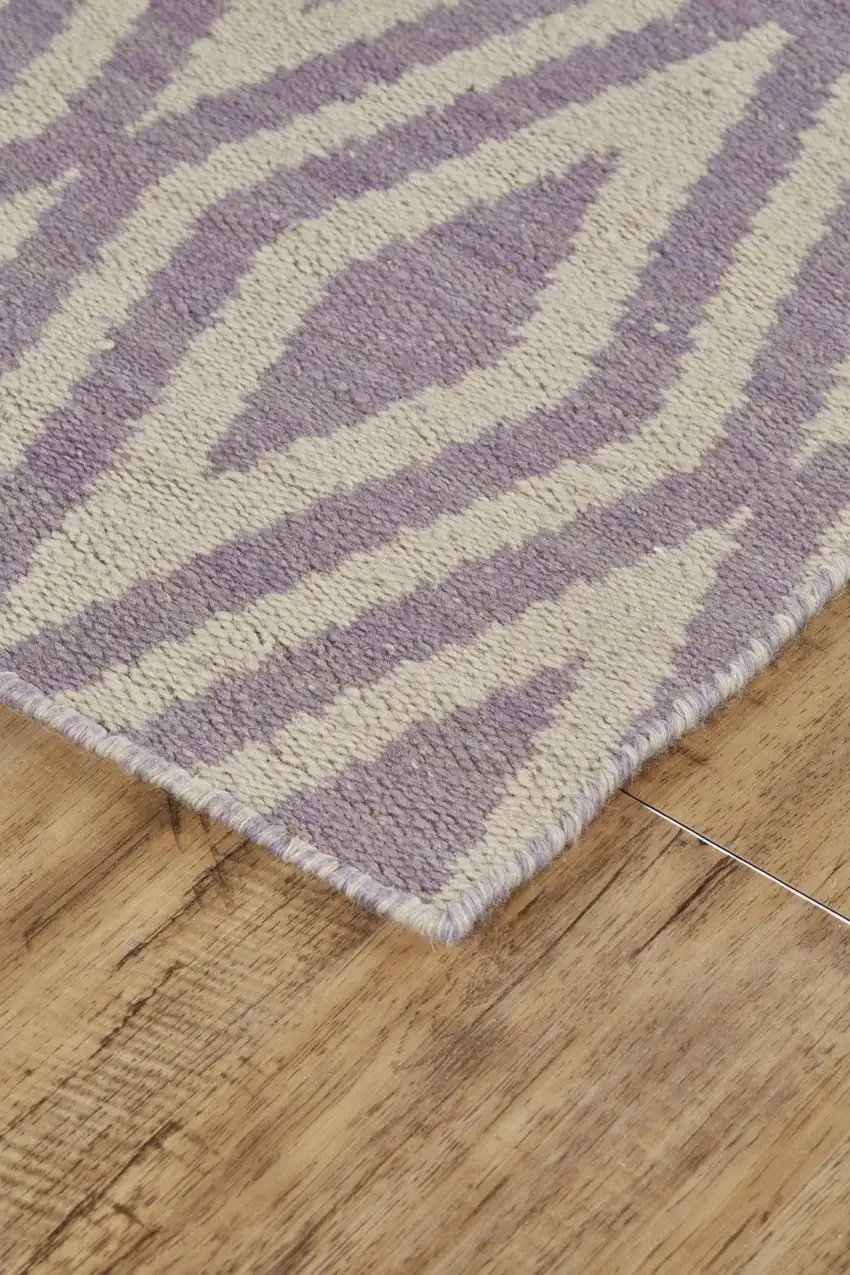 Purple And Ivory Wool Geometric Hand Loomed Area Rug Photo 3
