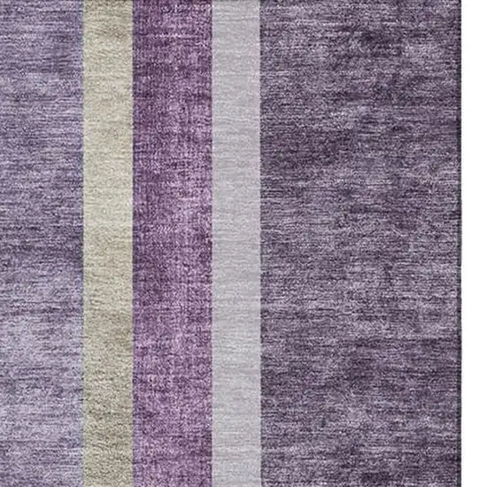 Purple And Khaki Geometric Washable Area Rug With UV Protection Photo 4