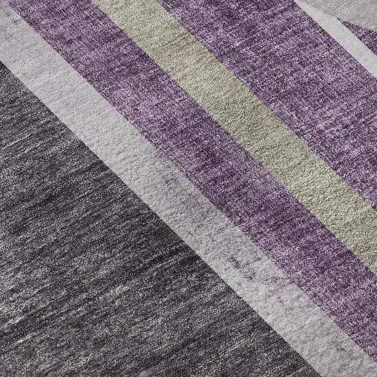 Purple And Khaki Geometric Washable Area Rug With UV Protection Photo 9