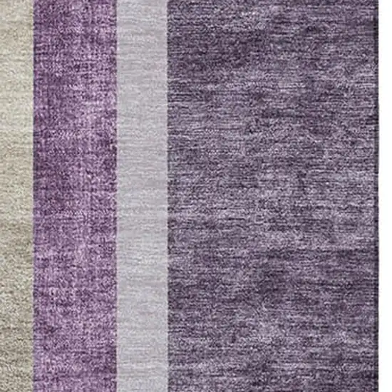 Purple And Khaki Geometric Washable Area Rug With UV Protection Photo 3