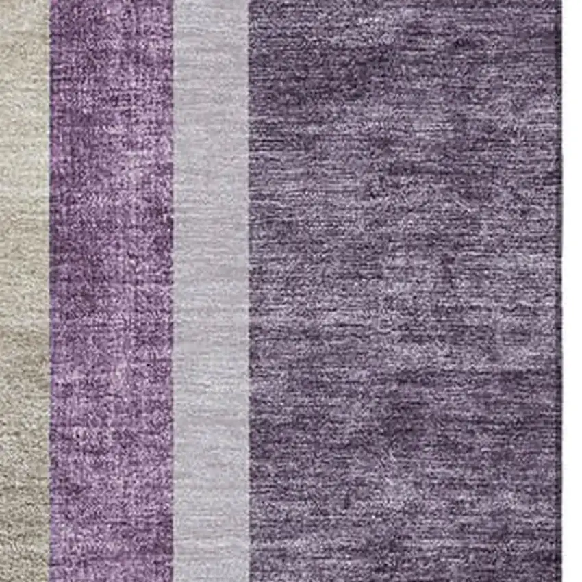 Purple And Khaki Geometric Washable Area Rug With UV Protection Photo 3