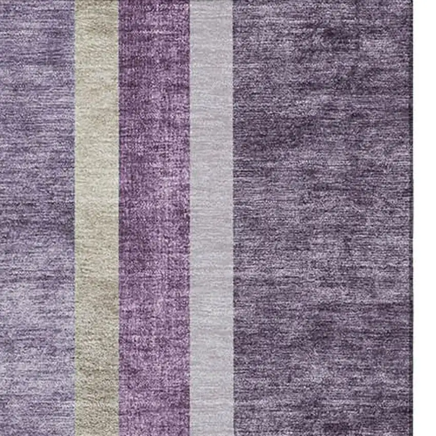 Purple And Khaki Geometric Washable Area Rug With UV Protection Photo 3
