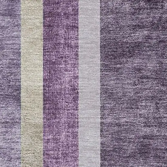 Purple And Khaki Geometric Washable Area Rug With UV Protection Photo 3