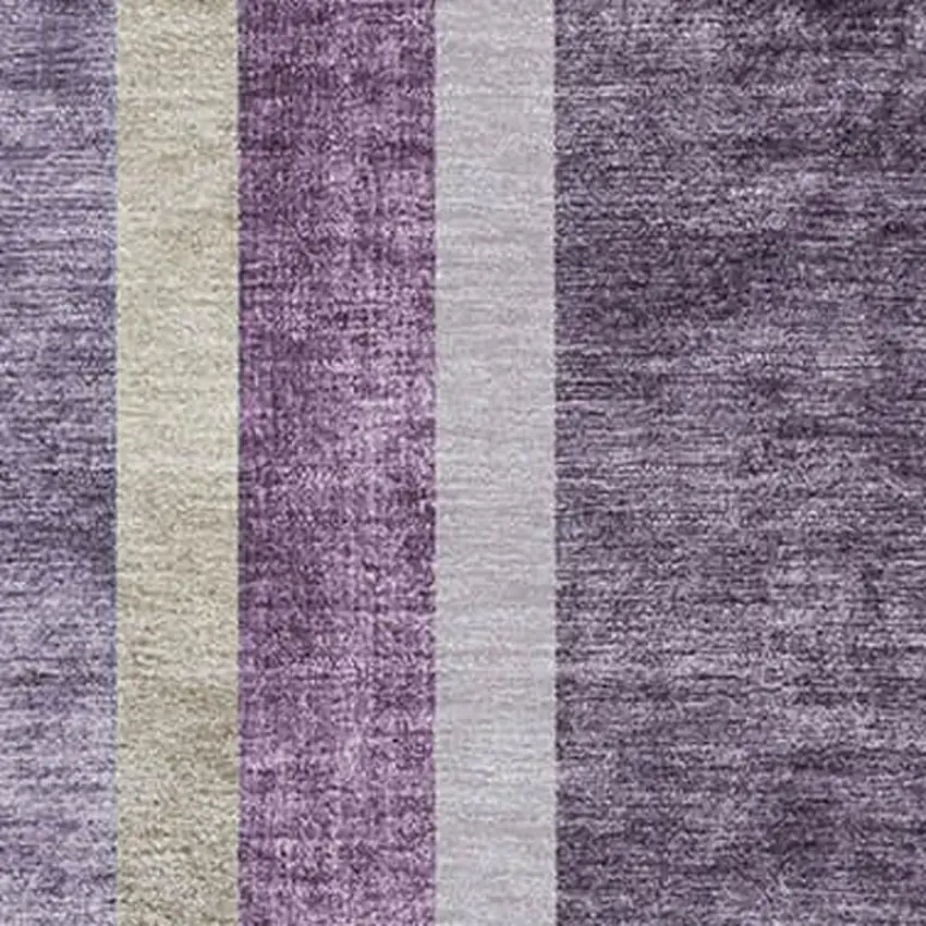 Purple And Khaki Geometric Washable Area Rug With UV Protection Photo 3