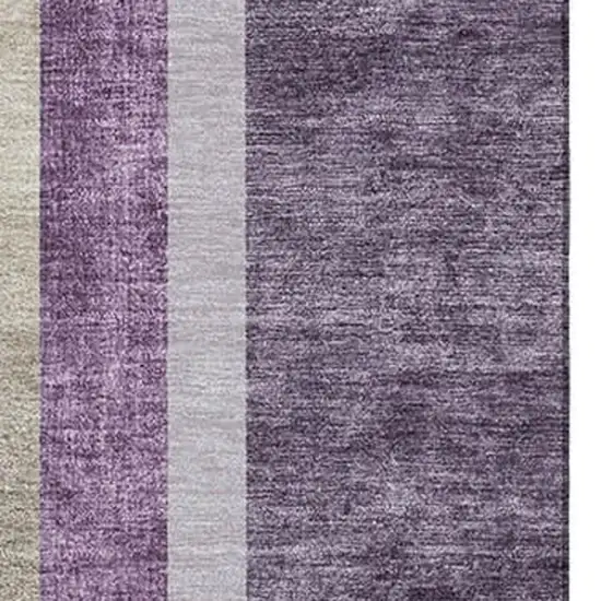 Purple And Khaki Geometric Washable Area Rug With UV Protection Photo 3