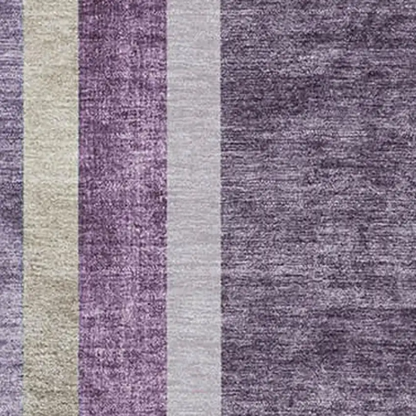 Purple And Khaki Geometric Washable Area Rug With UV Protection Photo 3