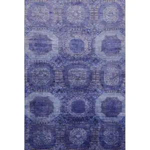 Photo of Purple And Lavender Abstract Geometric Washable Area Rug With UV Protection