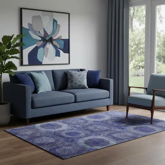 Purple And Lavender Abstract Geometric Washable Area Rug With UV Protection Photo 2