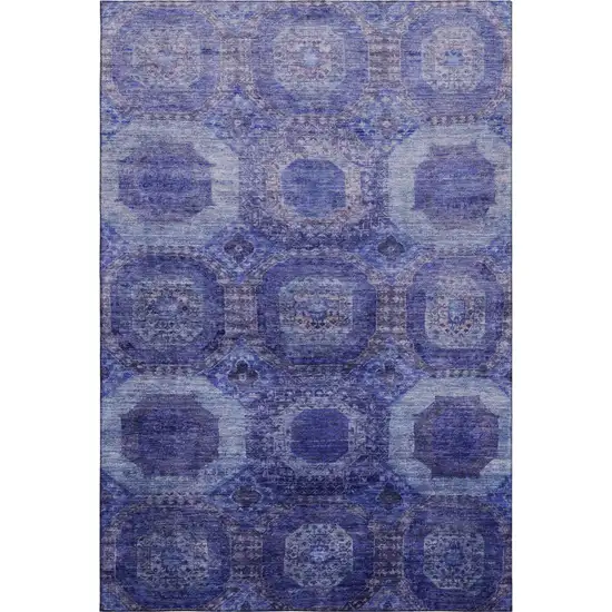 Purple And Lavender Abstract Geometric Washable Area Rug With UV Protection Photo 1