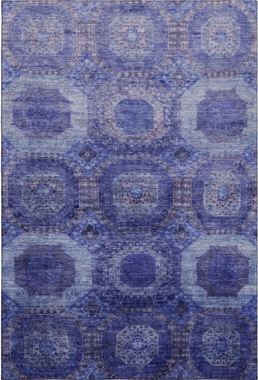 Purple And Lavender Abstract Geometric Washable Area Rug With UV Protection Photo 1