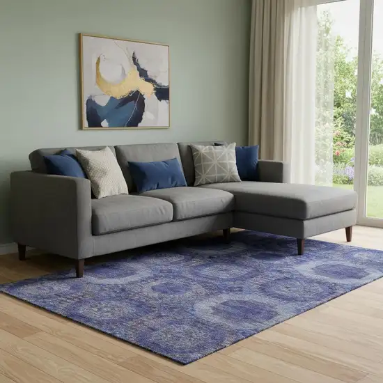 Purple And Lavender Abstract Geometric Washable Area Rug With UV Protection Photo 2