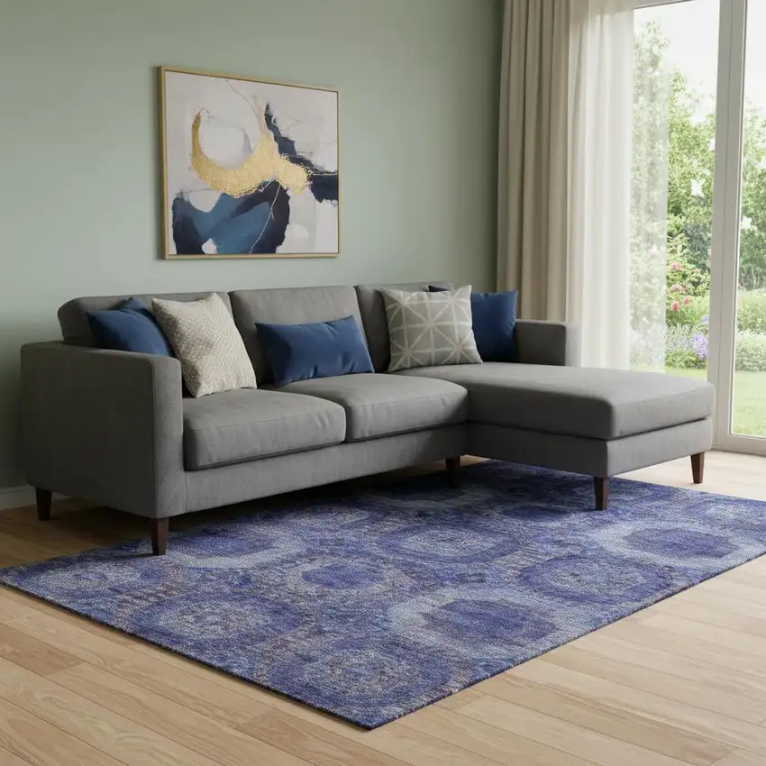 Purple And Lavender Abstract Geometric Washable Area Rug With UV Protection Photo 2