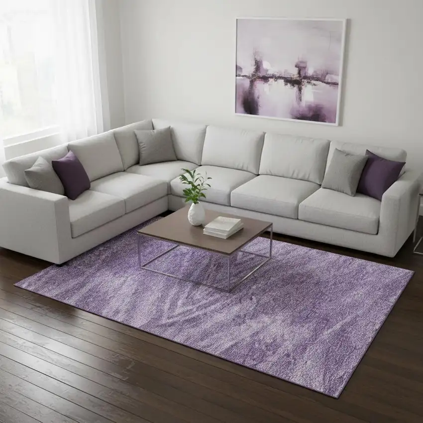 Purple And Lavender Abstract Washable Area Rug With UV Protection Photo 2