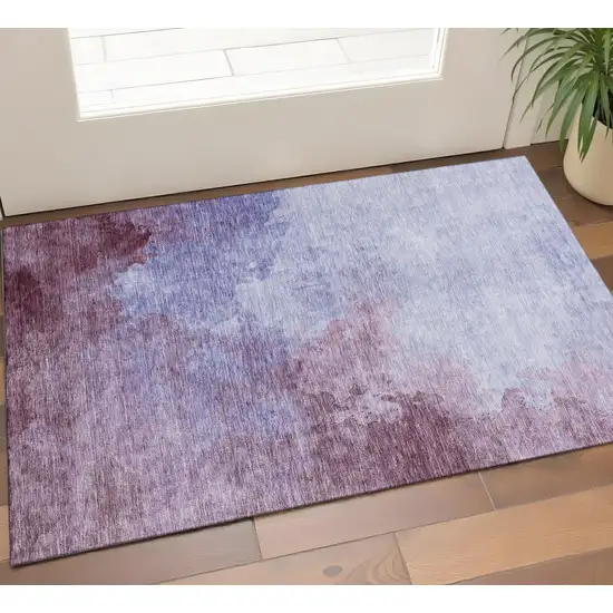 Purple And Lavender Abstract Washable Area Rug With UV Protection Photo 1