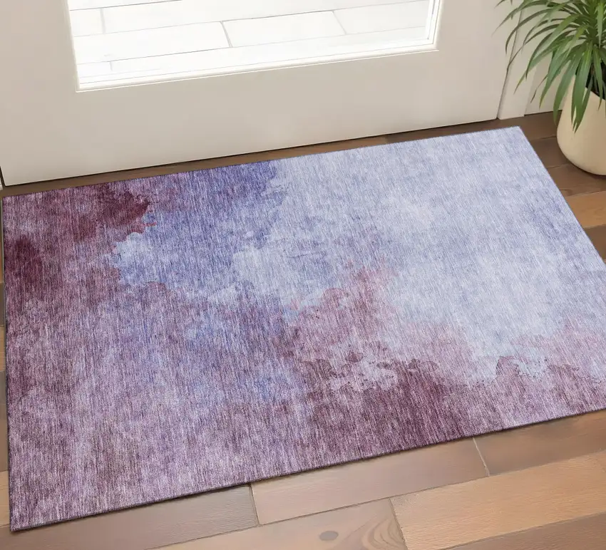 Purple And Lavender Abstract Washable Area Rug With UV Protection Photo 1