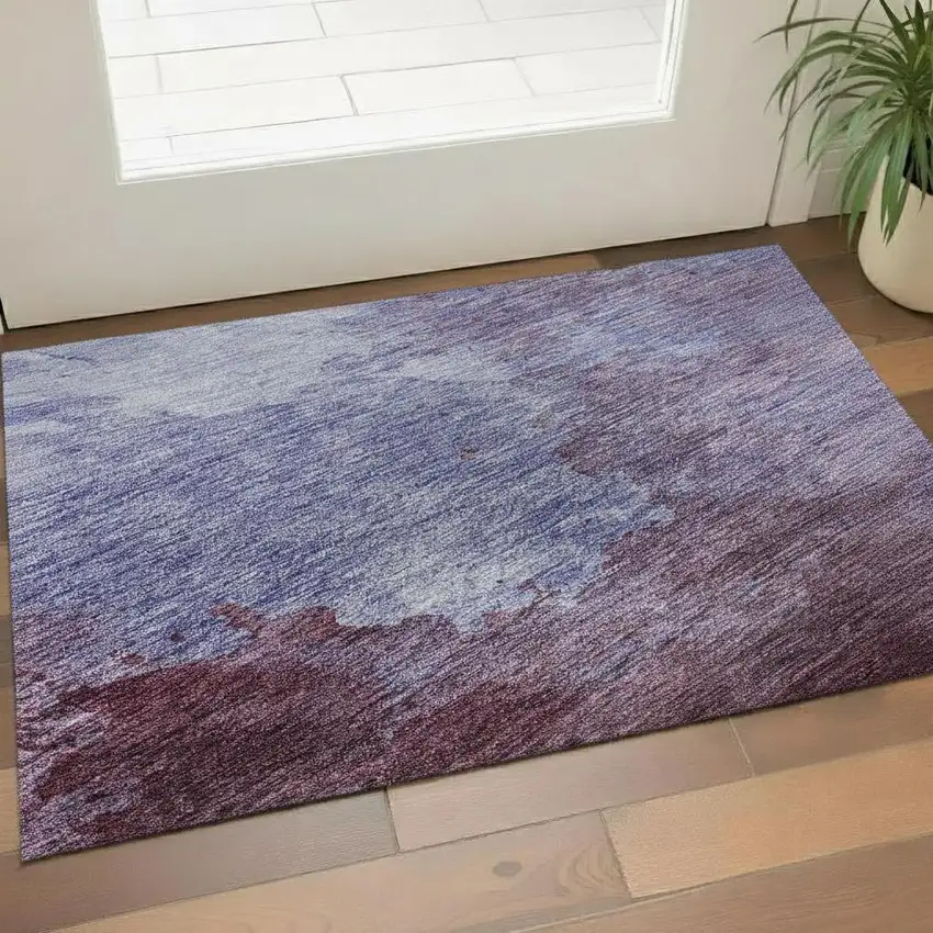 Purple And Lavender Abstract Washable Area Rug With UV Protection Photo 2