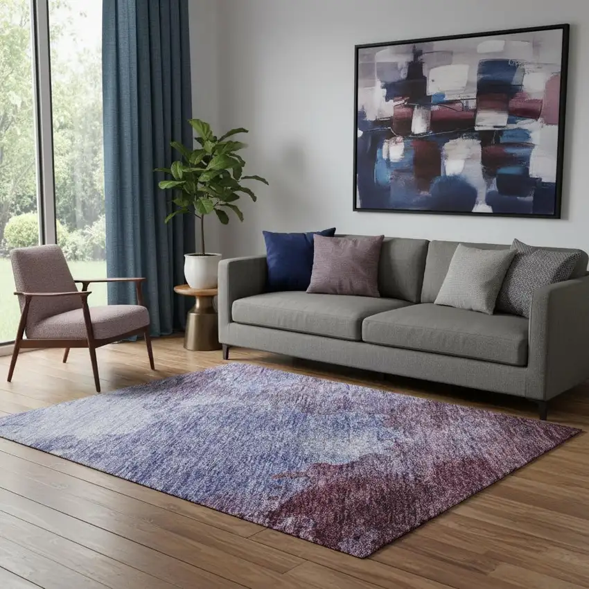Purple And Lavender Abstract Washable Area Rug With UV Protection Photo 2