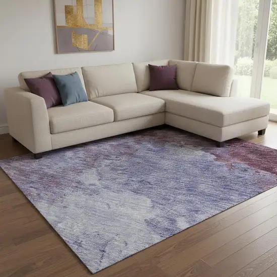 Purple And Lavender Abstract Washable Area Rug With UV Protection Photo 2