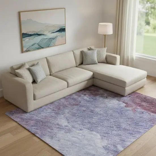 Purple And Lavender Abstract Washable Area Rug With UV Protection Photo 2