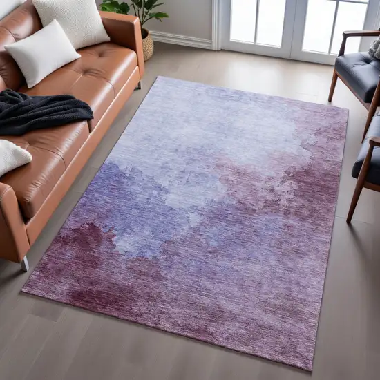Purple And Lavender Abstract Washable Area Rug With UV Protection Photo 4
