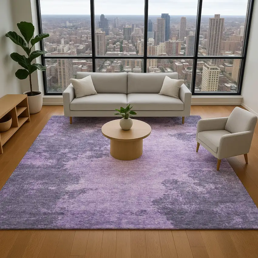 Purple And Lavender Abstract Washable Area Rug With UV Protection Photo 4