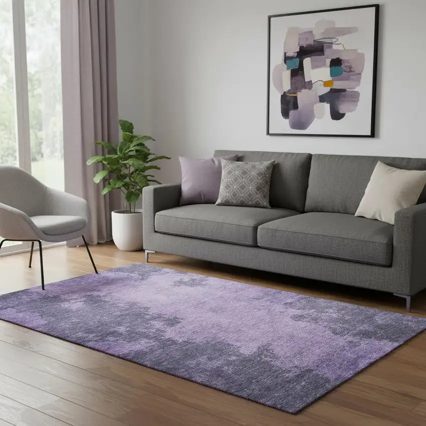 Purple And Lavender Abstract Washable Area Rug With UV Protection Photo 2