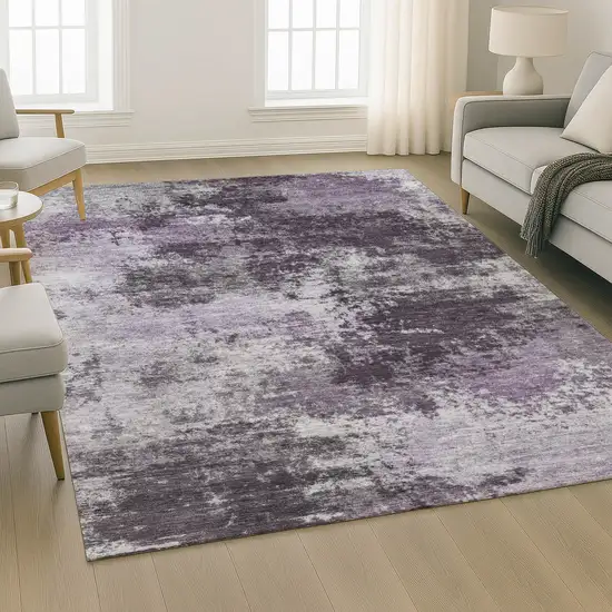 Purple And Lavender Abstract Washable Area Rug With UV Protection Photo 6
