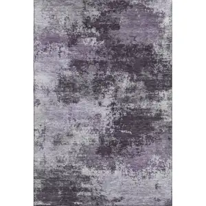Photo of Purple And Lavender Abstract Washable Area Rug With UV Protection