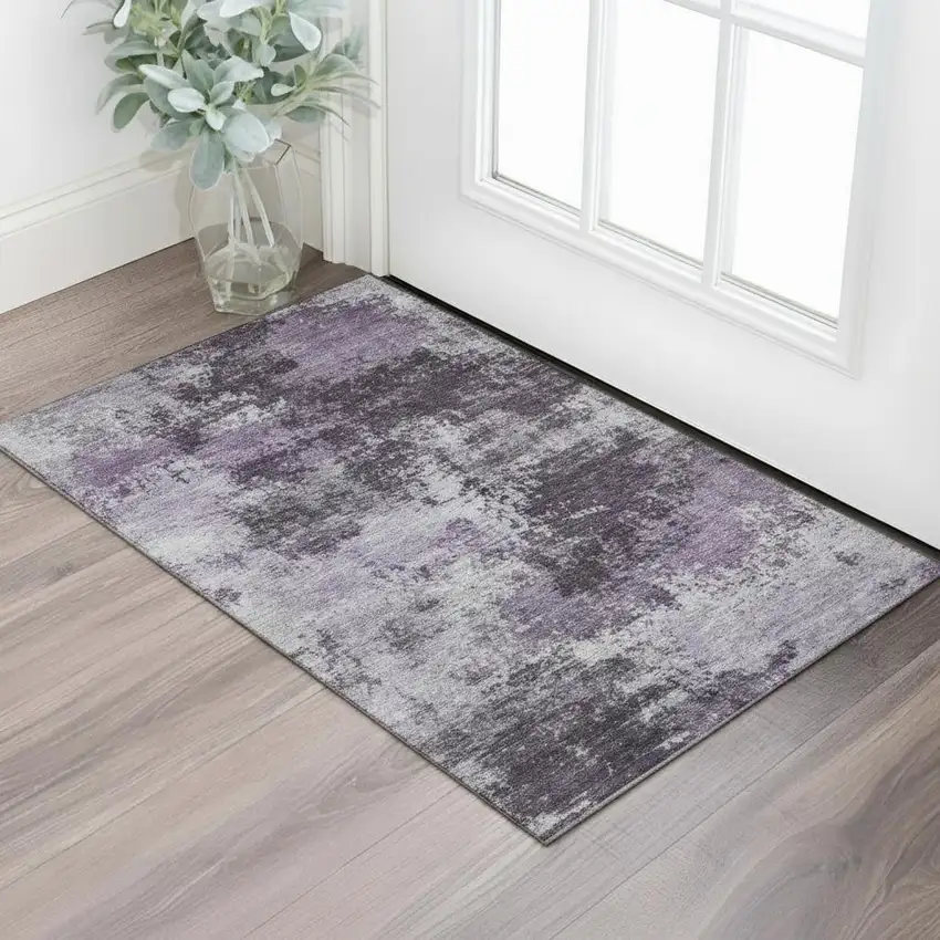 Purple And Lavender Abstract Washable Area Rug With UV Protection Photo 2