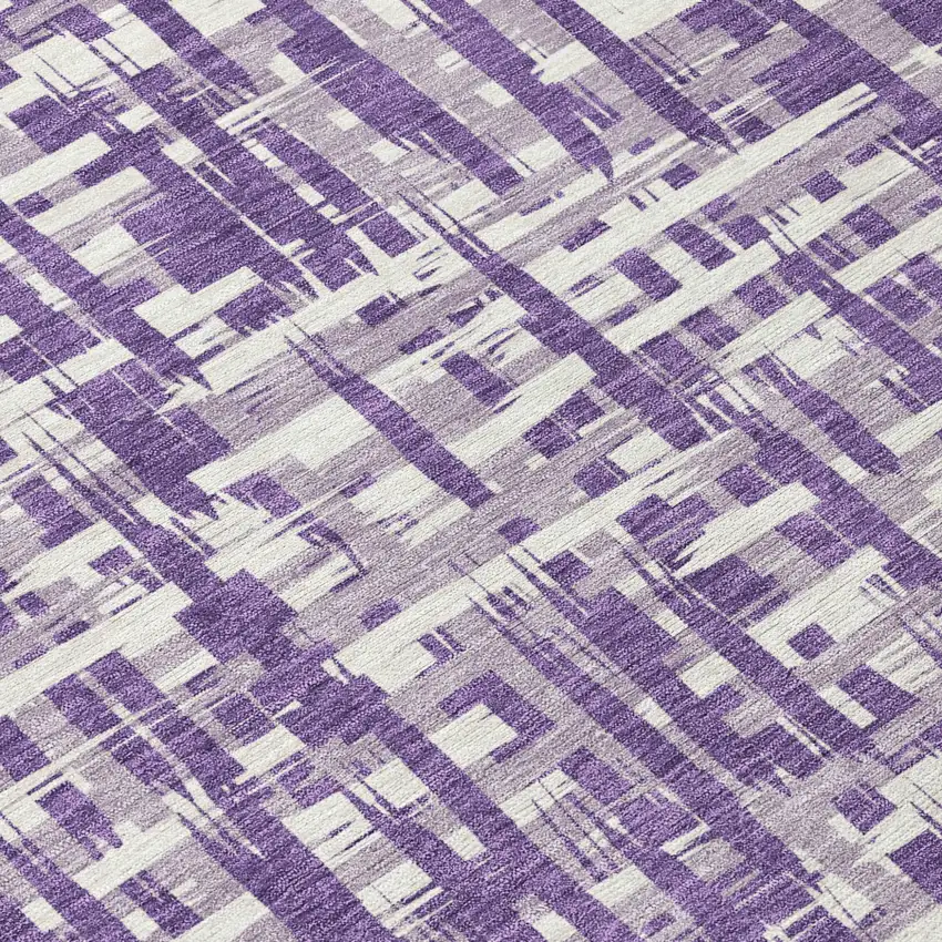 Purple And Lavender Abstract Washable Indoor Outdoor Area Rug Photo 8