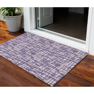Photo of Purple And Lavender Abstract Washable Indoor Outdoor Area Rug