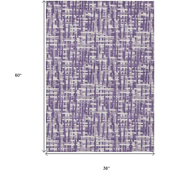 Purple And Lavender Abstract Washable Indoor Outdoor Area Rug Photo 7