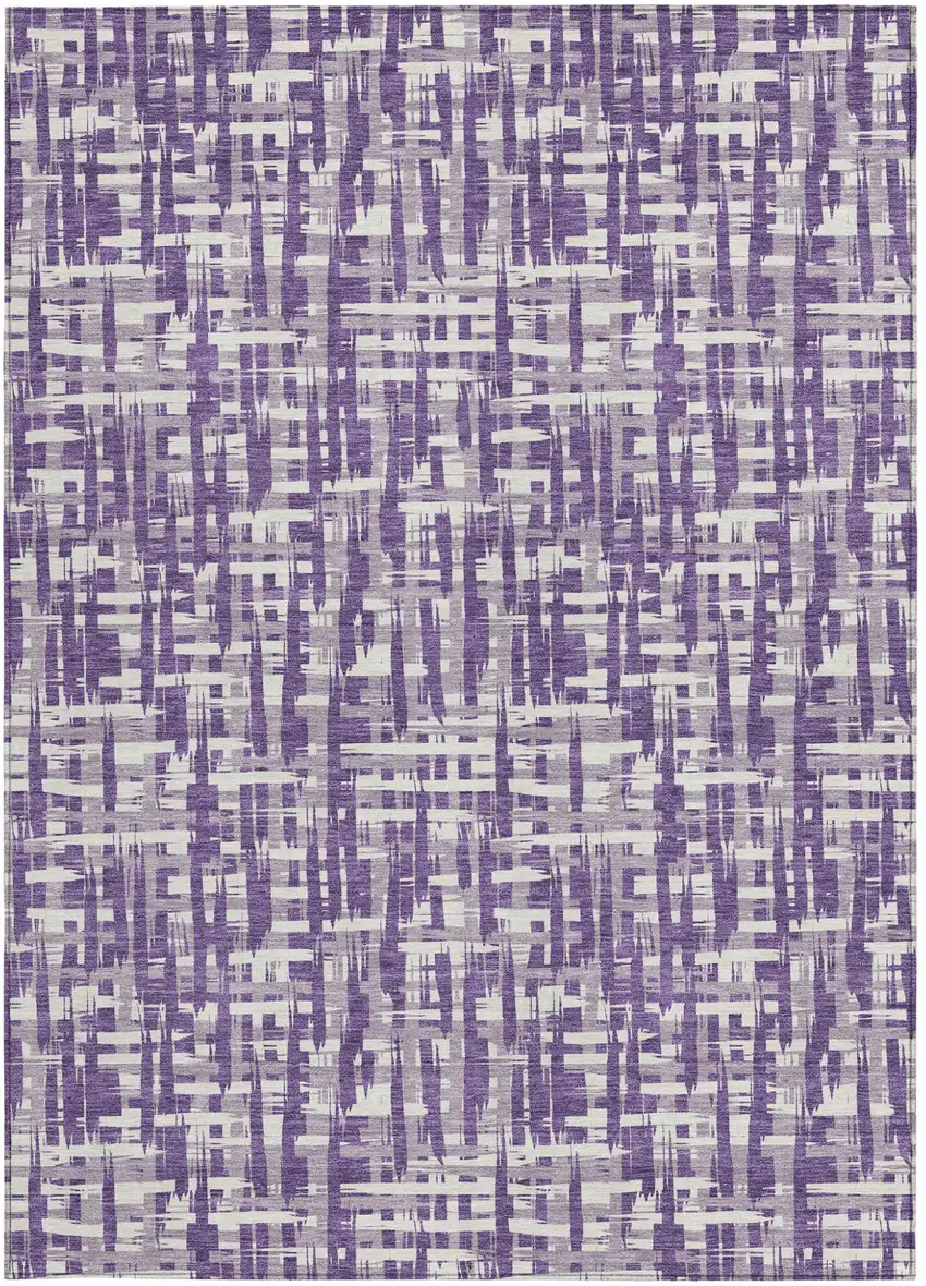 Purple And Lavender Abstract Washable Indoor Outdoor Area Rug Photo 6