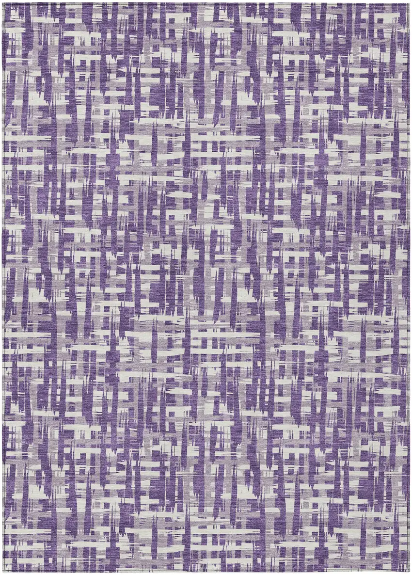 Purple And Lavender Abstract Washable Indoor Outdoor Area Rug Photo 2