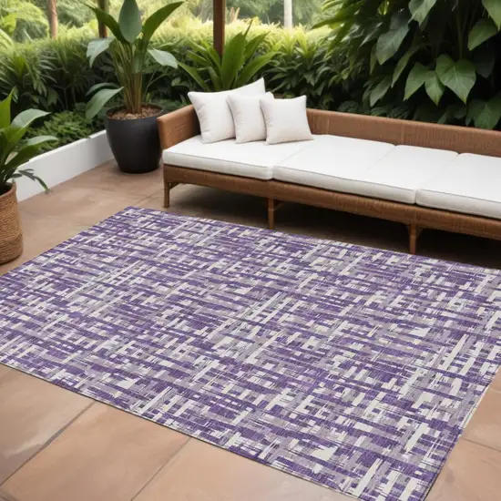 Purple And Lavender Abstract Washable Indoor Outdoor Area Rug Photo 1
