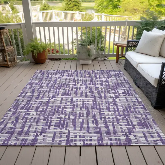 Purple And Lavender Abstract Washable Indoor Outdoor Area Rug Photo 7