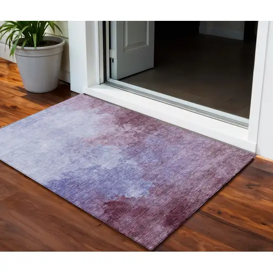 Purple And Lavender Abstract Washable Indoor Outdoor Area Rug Photo 1