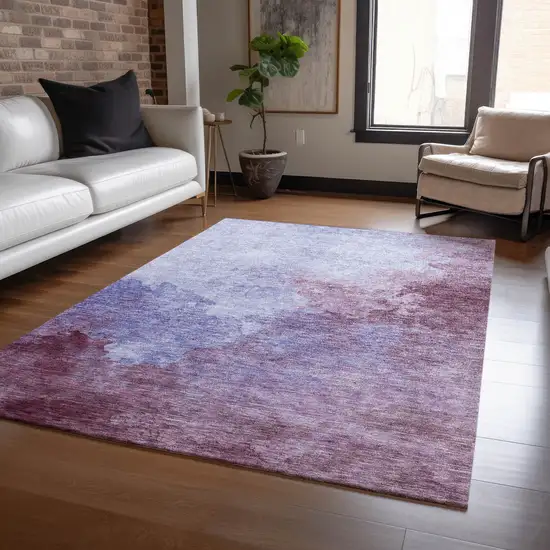 Purple And Lavender Abstract Washable Indoor Outdoor Area Rug Photo 8