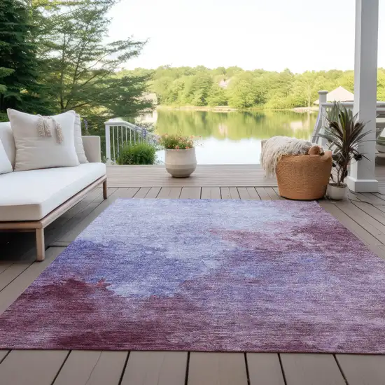 Purple And Lavender Abstract Washable Indoor Outdoor Area Rug Photo 7