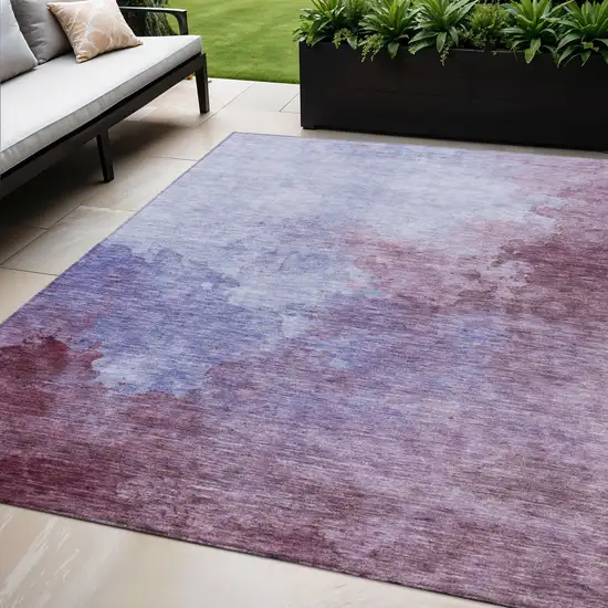 Purple And Lavender Abstract Washable Indoor Outdoor Area Rug Photo 1
