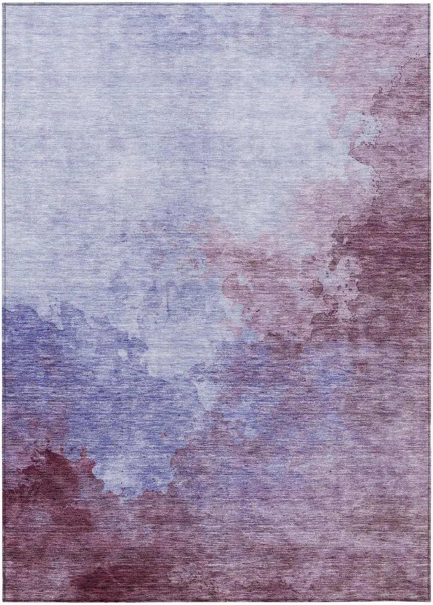 Purple And Lavender Abstract Washable Indoor Outdoor Area Rug Photo 2